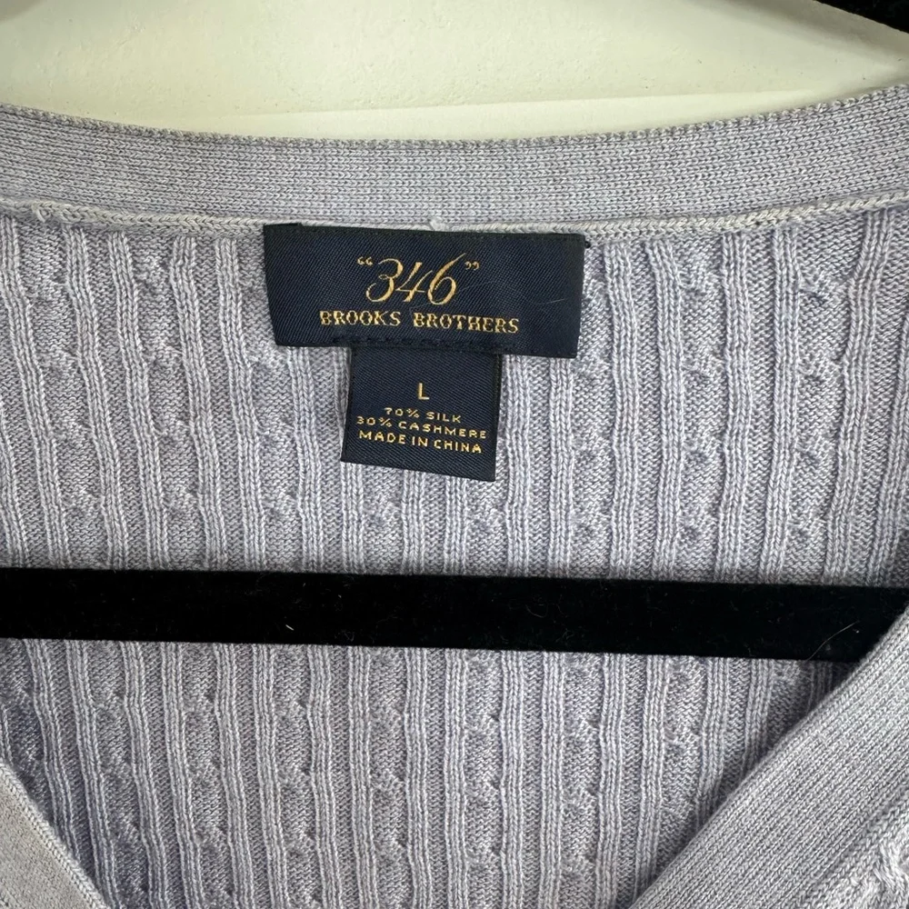 Brooke’s Brothers Brothers 346 cable-knit cardigan Women’s size L light purple - Picture 2 of 5